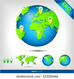 eco world globe with map pin