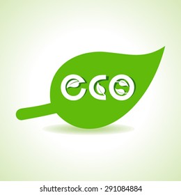 Eco world in Green leaf-vector illustration
