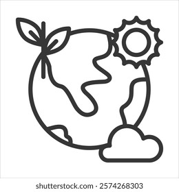 Eco World Icon Vector Illustration Outline
