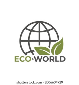 eco world logo icon. environmen and eco friendly symbol. leaf and globe. isolated vector images