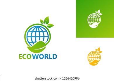 Eco World Logo Template Design Vector, Emblem, Design Concept, Creative Symbol, Icon