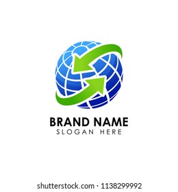 eco world logo template. world go green vector icon