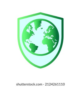 Mundo ecológico, planeta tierra con escudo.