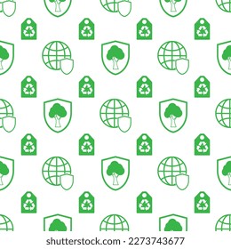 Eco world, planet earth with shield pattern.