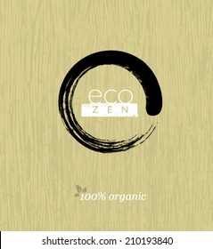 Eco Zen Circle on Organic Bamboo Texture Background. Natural Vector Concept