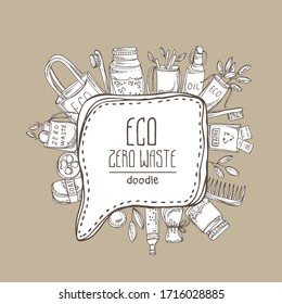 Eco zero waste speech bubble. Hand drawn vector doodles illustration.