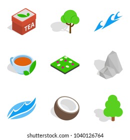 Eco zone icons set. Isometric set of 9 eco zone vector icons for web isolated on white background
