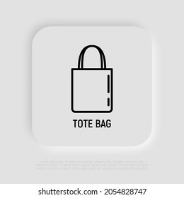 Ecobag thin line icon. Tote bag. Promotional product. Modern vector illustration of cloth shopping bag.