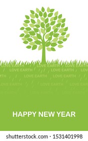 Eco-conscious New Year’s card template with a text space. 