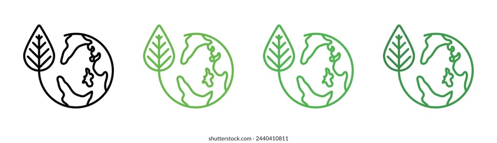 Eco-Conscious Planet Earth Icons. Environmental Protection Symbols. Green World and Sustainability Emblems
