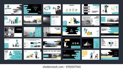 Eco-design City business. Presentation template, geometric shapes background, green and black elements. Teamwork, businessman, nature and trees. Use in flyers and SEO, webinar pages.Vector infographic