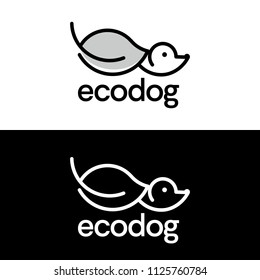 Ecodog logo design idea dog head with leaf icon