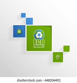 Eco/ecology infographics vector design, Blue and green colored rectangles design.