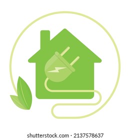 Eco-electrified house icon. The concept of ecological electricity.