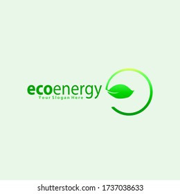 
Ecoenergy icon, renewable energy. White background with green gradation. Green leaf icon with a circle shape behind it