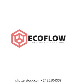 "Ecoflow" modern and minimalist vector logo design. Illustration logo design.