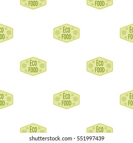 Eco-food icon in cartoon style isolated on white background. Label pattern stock vector illustration.