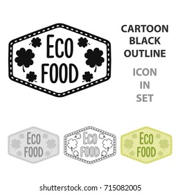 Eco-food icon in cartoon style isolated on white background. Label symbol stock vector illustration.