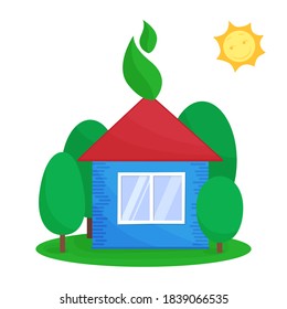 Eco-frendly green living house, flat style