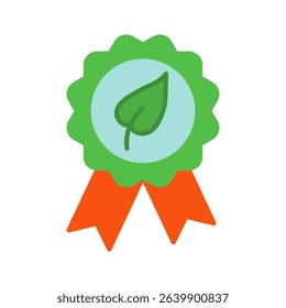 Eco-friendly award icon with leaf symbol. Vector illustration