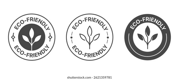 Eco-friendly Badge Icons with leaf Symbols for green product, Vector Illustration