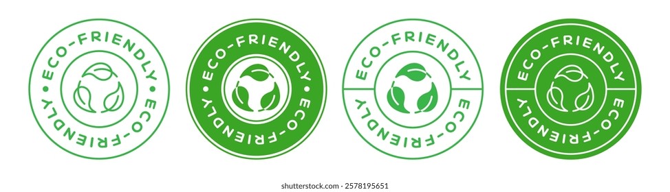 Eco-Friendly Badge Stamp Vector Set. Eco Friendly Emblem Logo Icons.