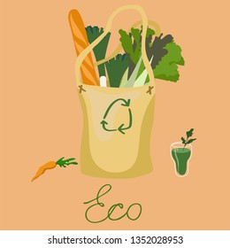 Eco-friendly bag with food vector image