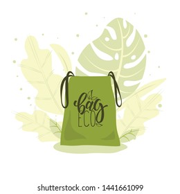 Eco-friendly bag. Hand drawn vector illustration of zero waste life, reusable product packaging. EPS 10
