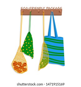Eco-friendly bag set. Vector illustration.