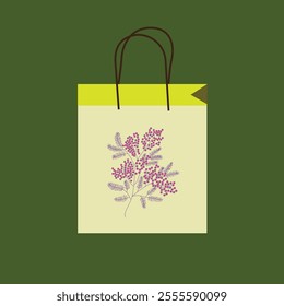 Eco-friendly bag with a sprig on a dip background