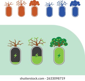 Eco-Friendly Batteries Charging Support Tree Growth Vector