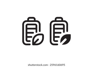 Eco-Friendly Battery Icon with Leaf Symbol Vector