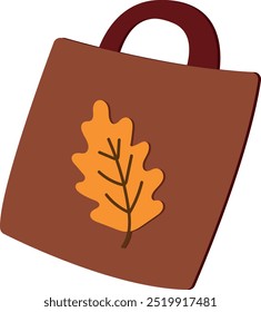 Eco-Friendly Brown Tote Bag with Autumn Leaf Design