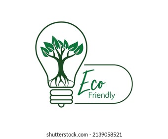 eco-friendly bulb and tree logo vector illustration 