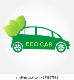 Eco-friendly car. Green car with leafs.