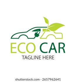 Ilustración vectorial de diseño de logotipo de coche ecológico