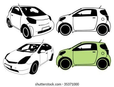 Eco-friendly Cars Vector Illustration.