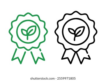 Eco-Friendly Certification Badges with Leaf Symbols

