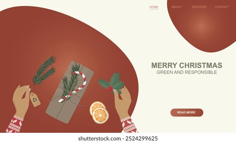 Eco-Friendly Christmas Website Design with Sustainable Gifts. Environmental and ethical gift concept