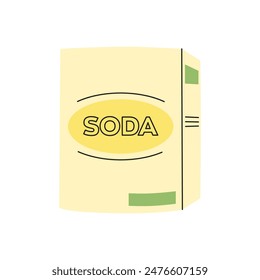 Eco-friendly cleaning product, baking soda for cleaning. Flat vector illustration of homemade green cleaner ingredients. Green housework stuff. Zero waste housekeeping concept.