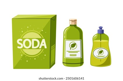 Eco-friendly Cleaning Products Including Baking Soda And Liquid Detergents For Sustainable Cleaning Methods