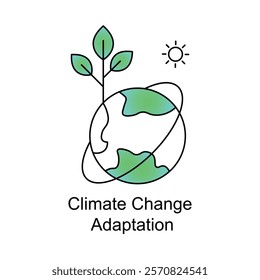 Eco-Friendly Climate Adaptation Strategies Icon Design.