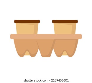 Eco-friendly coffee cups, healthy product. Flat vector illustration isolated on white background