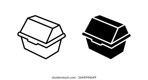Eco-friendly compostable food container icon set for sustainability, organic food, and environmental themes. Perfect for restaurants and green living.