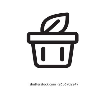 Eco-Friendly Composting Bin Icon in Modern Line Art