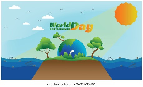 Eco-Friendly Concept Art – Green Earth, Clean Nature, and Ocean Pollution Awareness