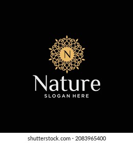 Eco-friendly concept round leaf vector logo design organic leaf logo luxury leaf graphic