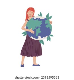 Eco-friendly concept that focuses on greenery of planet, energy efficiency and reducing the environmental impact, flat vector illustration isolated on white background.
