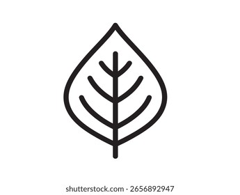 Eco-Friendly Conservation Leaf Icon in Clean Line Drawing