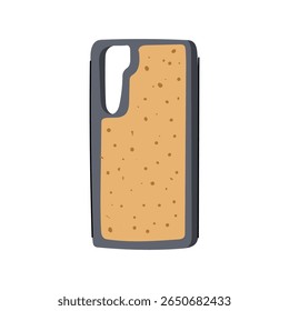 ecofriendly cork phone case cartoon. sustainable durable, lightweight natural, stylish protective ecofriendly cork phone case sign. isolated symbol vector illustration